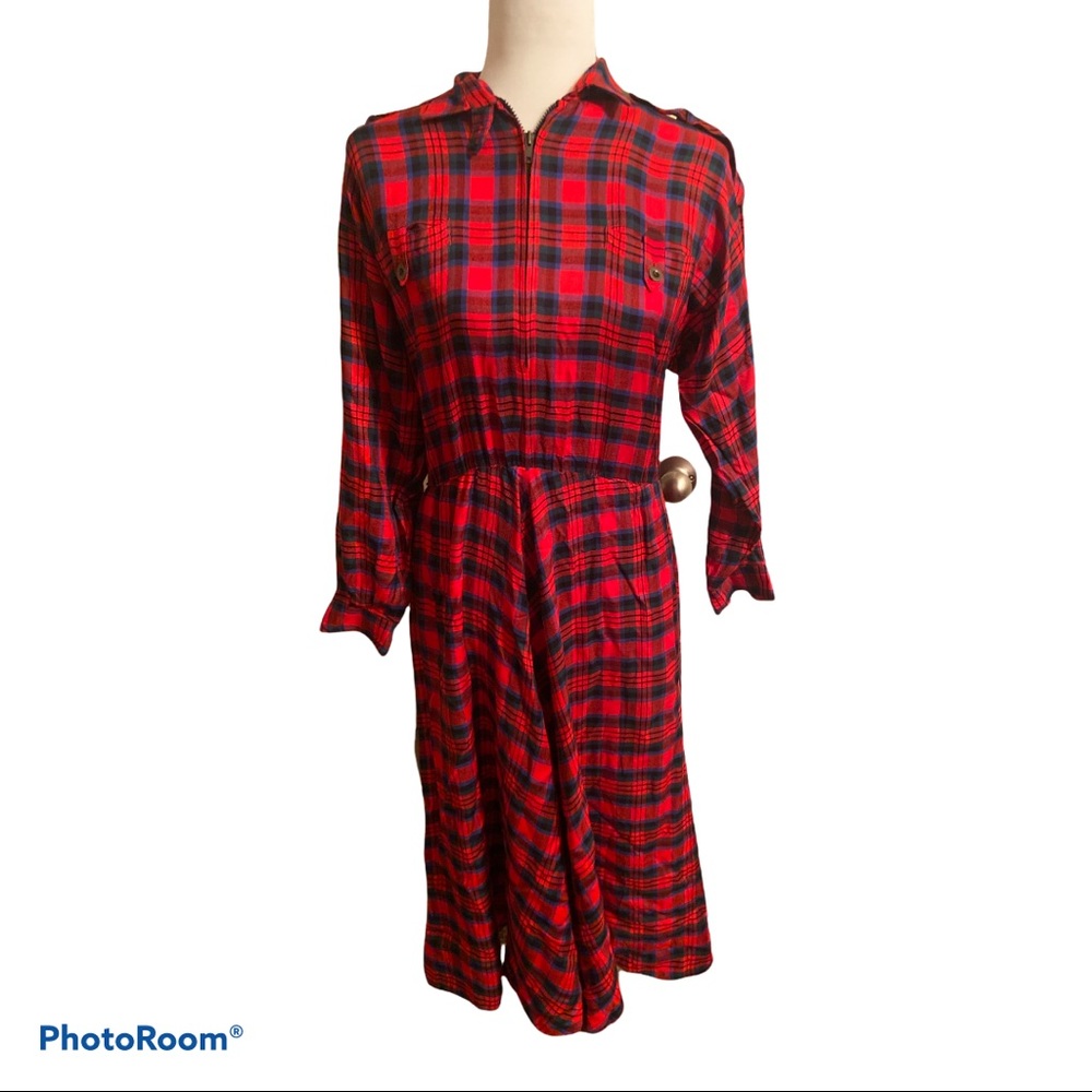Liz Claiborne Plaid Medi 1980s Sz 4